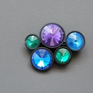 Vintage Rivoli Acrylic Brooch in Jewel Tones